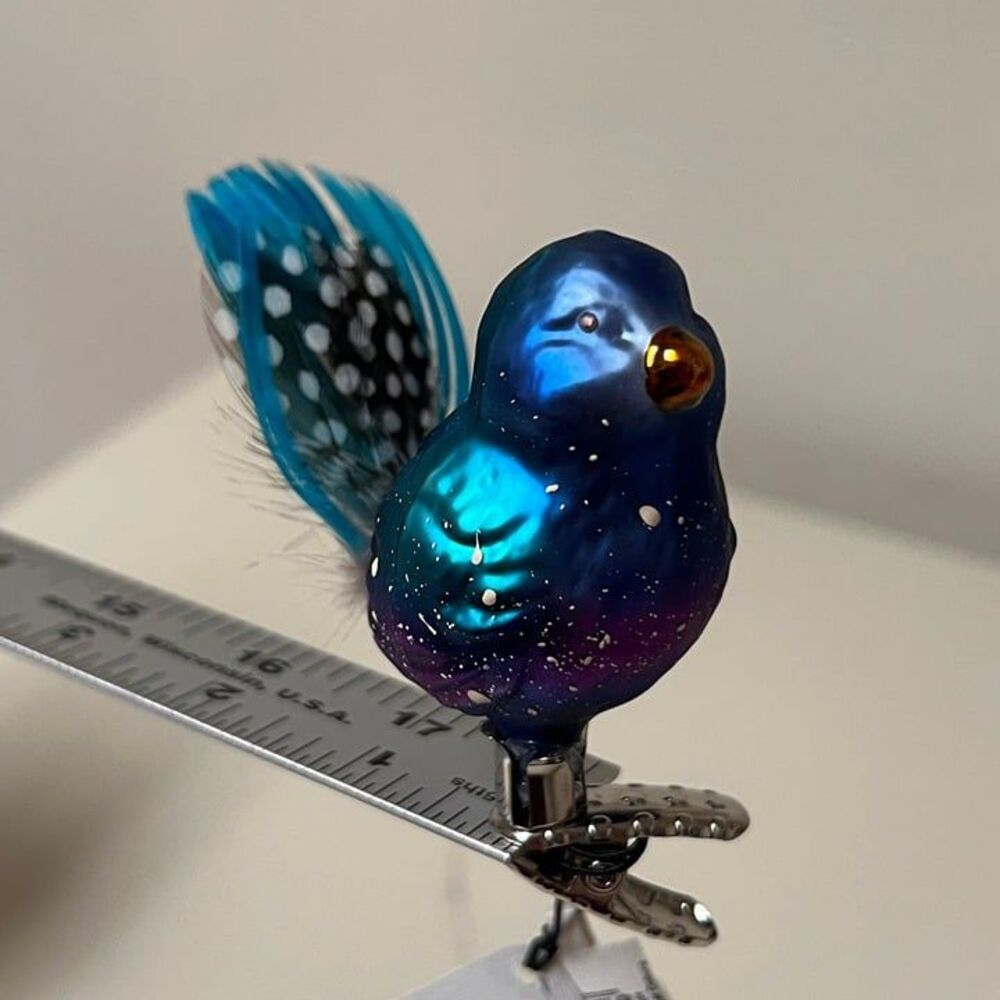 Inge-Glas Belinda Bluebird German Glass Christmas Tree Ornament - Picture 3 of 12